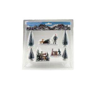 Personaggi e alberi in resina