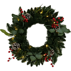 Ghirlanda Leaf & Red 40 cm. 30 Led