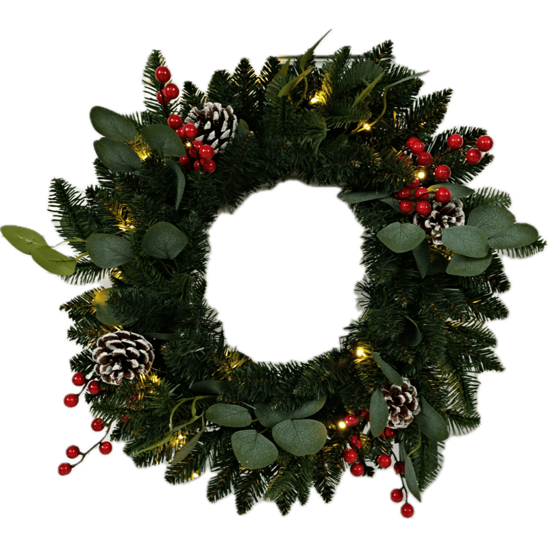 Ghirlanda Leaf & Red 40 cm. 30 Led