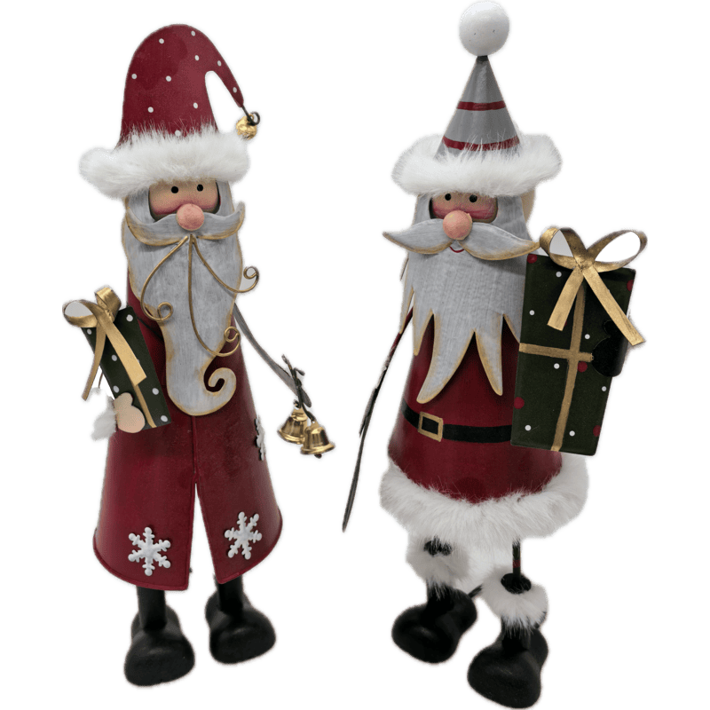 Old Style Santas in Metallo, 2 ass. 28 cm.