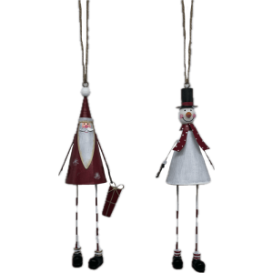 Santa e Snowman Sticks in Metallo, 2 ass. 26,5 cm.