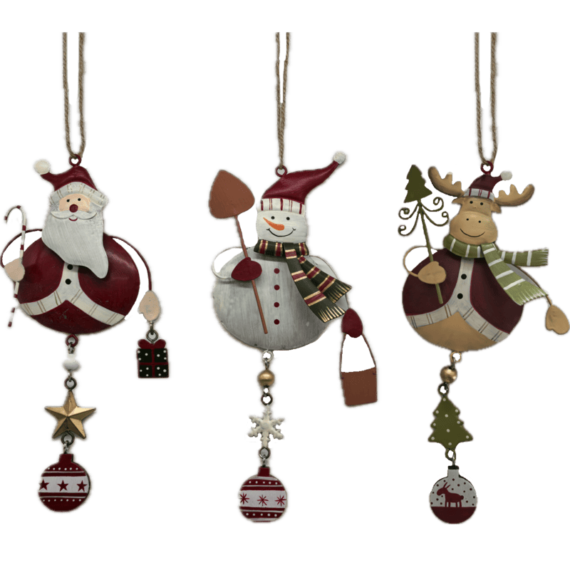 Santa, Renna e Snowman Balls in Metallo, 3 ass. 20 cm.