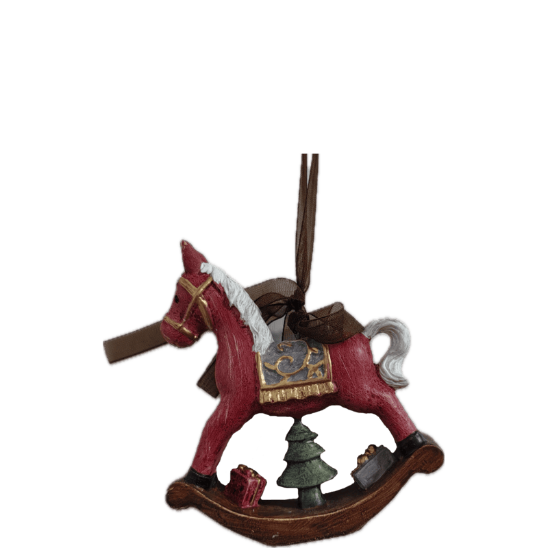 Addobbo Cavallo a Dondolo con Albero, 8 cm.