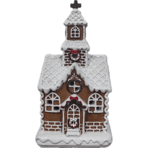 Chiesetta Gingerbread con Led, 15 cm.