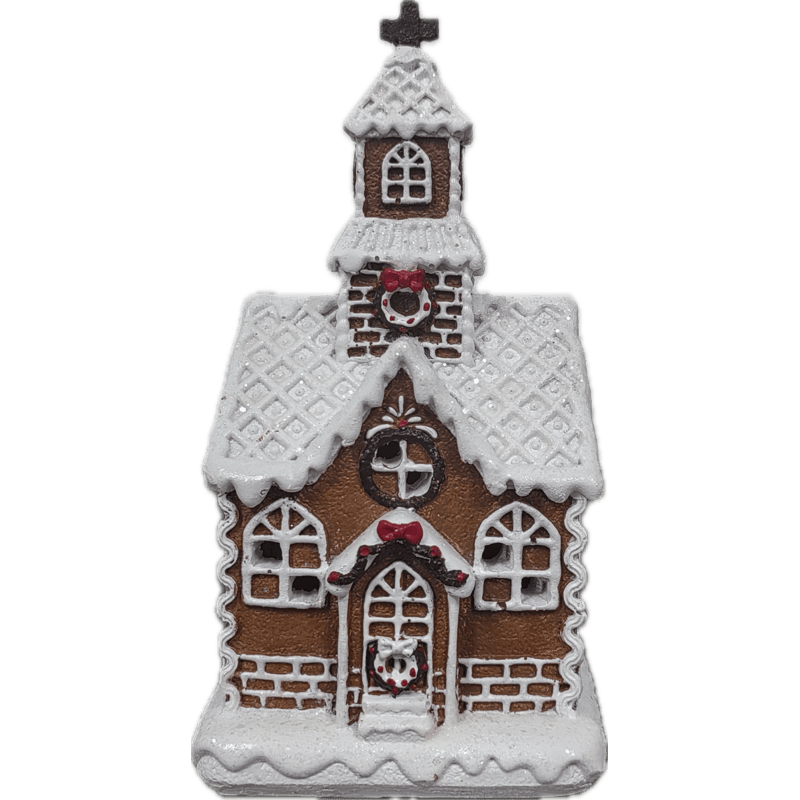 Chiesetta Gingerbread con Led, 15 cm.