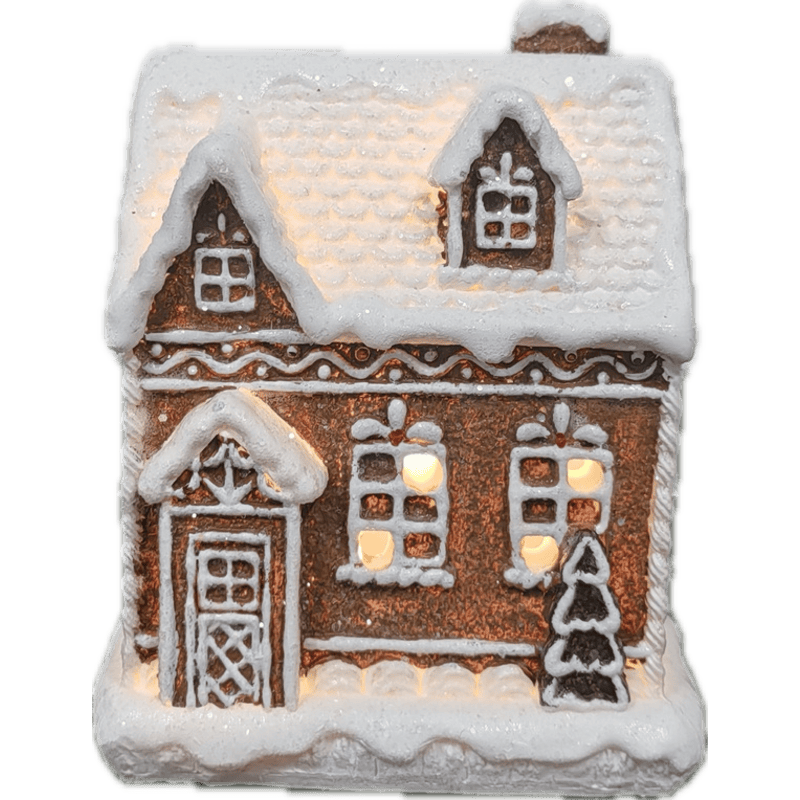 Casetta Gingerbread con Led, 11 cm.
