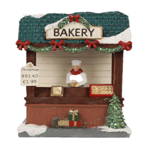 Casetta Paesaggio Bakery con Led, 11,3 x 6,8 x 14,3 cm.