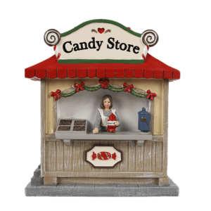 Casetta Paesaggio Candy Store con Led, 12 x 5,5 x 14 cm.
