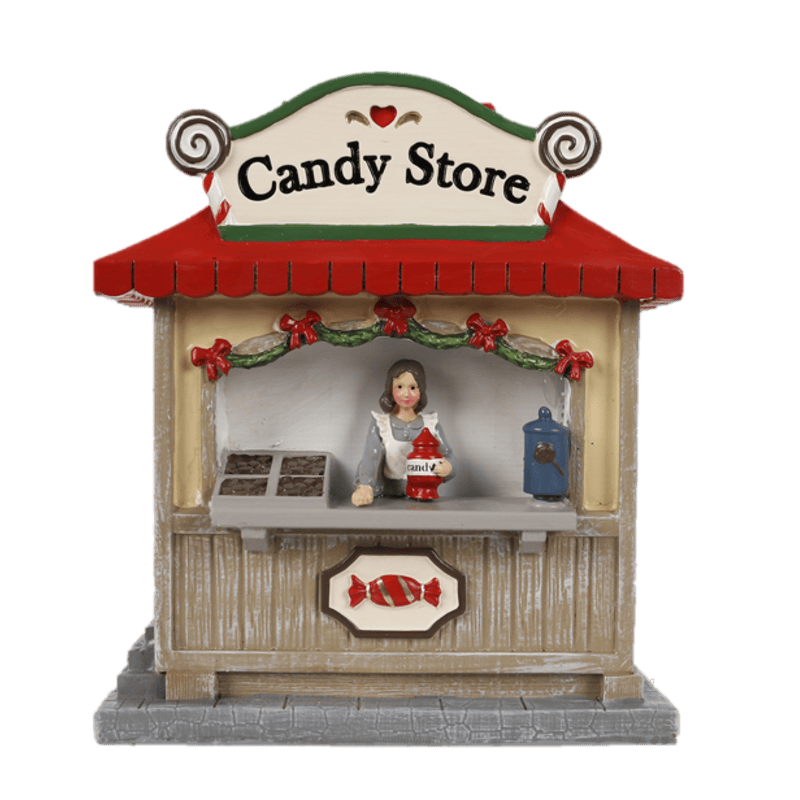 Casetta Paesaggio Candy Store con Led, 12 x 5,5 x 14 cm.