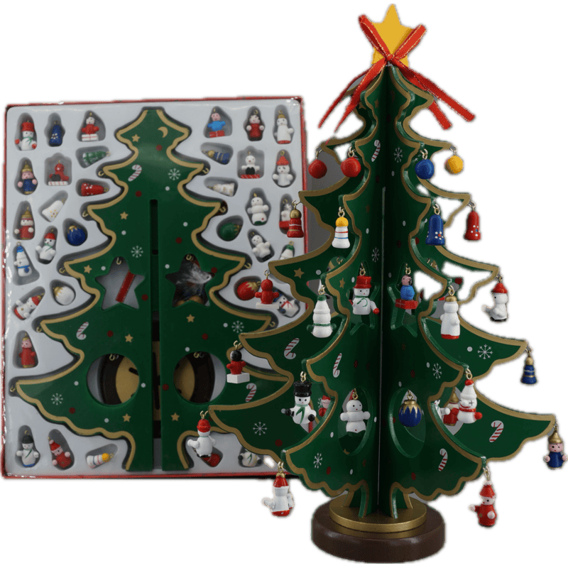 Albero Verde 6 Pagine con Addobbi 35 cm.