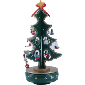 Albero Verde 4 Pagine con Addobbi e Carillon, 28 cm.