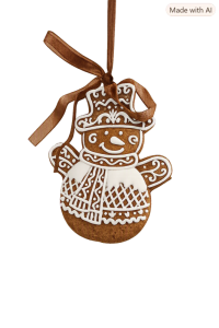 Addobbo Pupazzo di Neve Gingerbread Color, 9 cm.