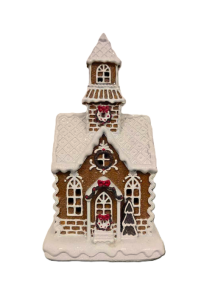 Chiesa Gingerbread con Led, 25 cm.