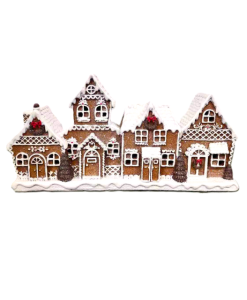 Villaggio Gingerbread con Led, 25 cm.